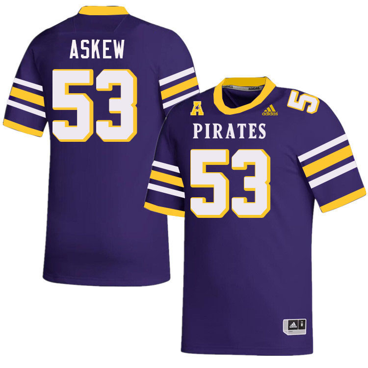 #53 Panda Askew East Carolina Pirates College Football Jersey Stitched-Purple